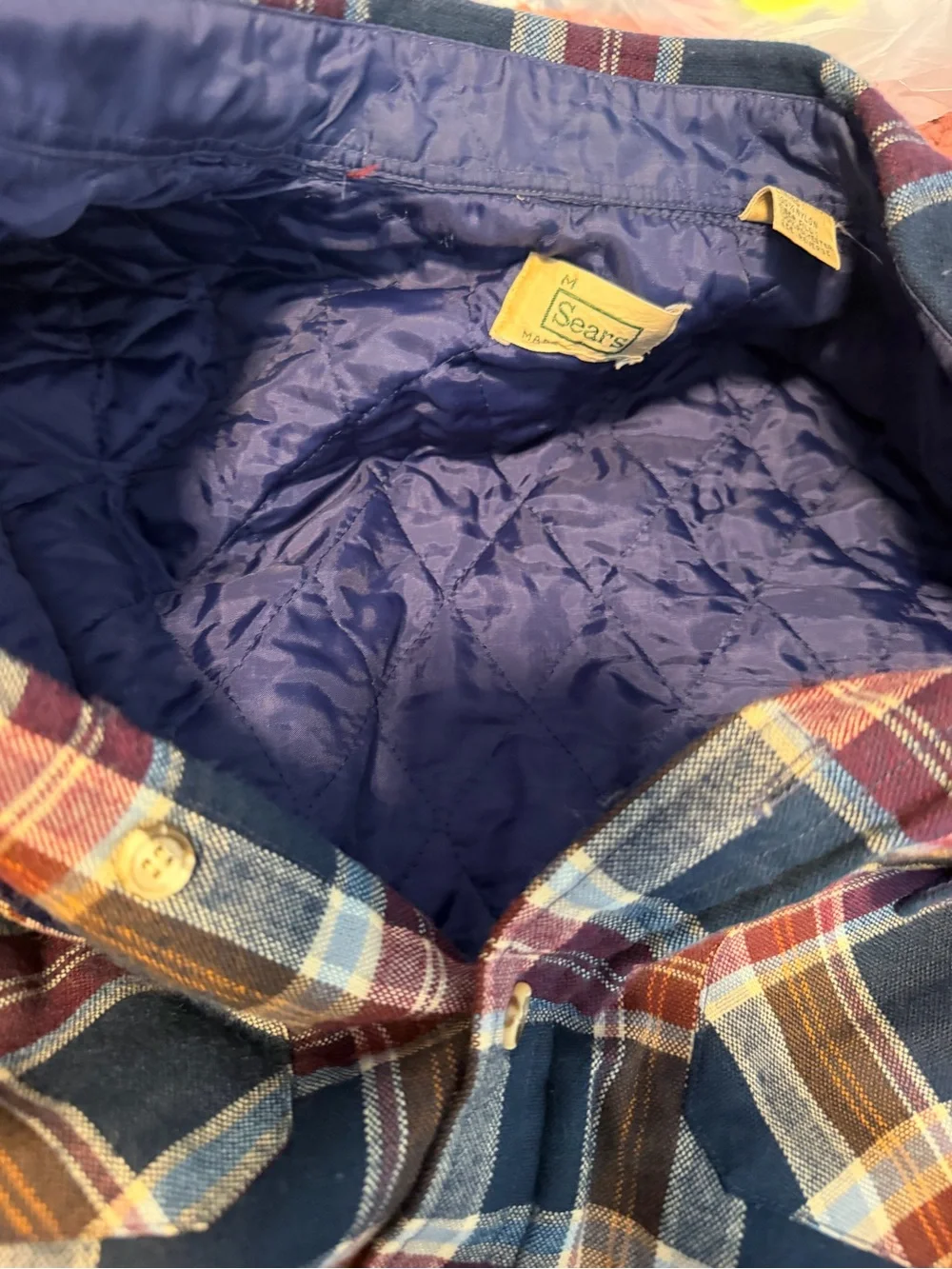 Vintage 70s 80s Sears Quilt Lined Plaid Flannel Shirt Jacket Shacket Medium